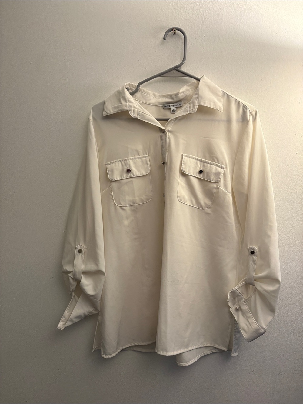 Notations Cream Button-Down Pocket Shirt